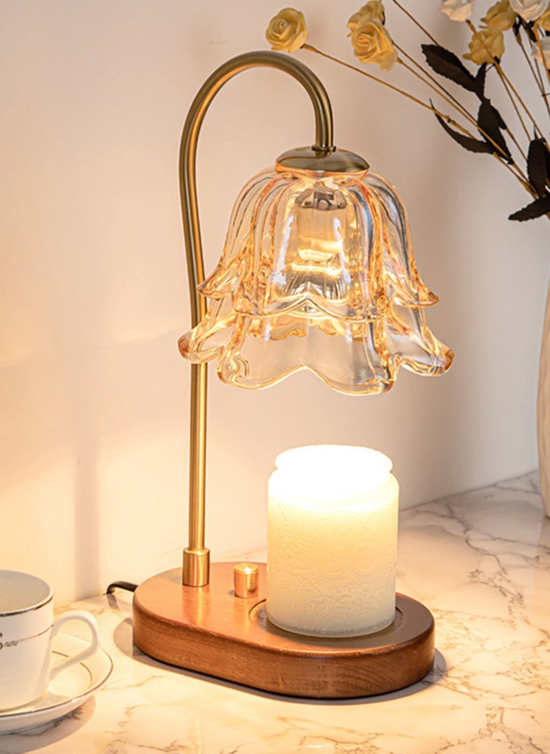 Sharpdo Candle Warmer Lamp, Tulip Glass Shade Wax Melting Lamp with 3‑Level Dimmable, Wooden Base Electric Candle Lamp for Jar Candles, No Flame Safe Fragrance Lamp for Home Bedroom Decor - Image 2
