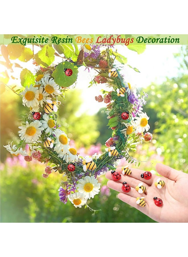 CCOZN 60 Pieces Tiny Resin Bees Ladybugs, 30 Pcs Resin Honey Bumblebees Embellishments 30 Pcs Garden Ladybugs Decors with Box Bee Decoration for DIY Crafts Wreath Scrapbooking, 0.75 Inch - Image 3