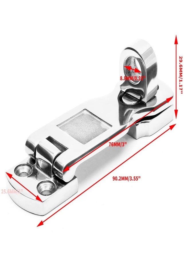 LifCratms 2Pcs Stainless Steel Marine Grade Door Hasps, 3 Inch Heavy Duty Door Hasp with Turning Padlock Eye Mount Swivel Safety Hasp with Screws - Image 2