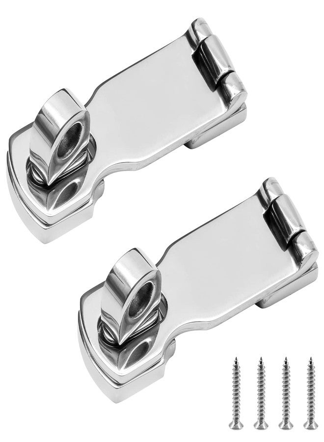 LifCratms 2Pcs Stainless Steel Marine Grade Door Hasps, 3 Inch Heavy Duty Door Hasp with Turning Padlock Eye Mount Swivel Safety Hasp with Screws - Image 1