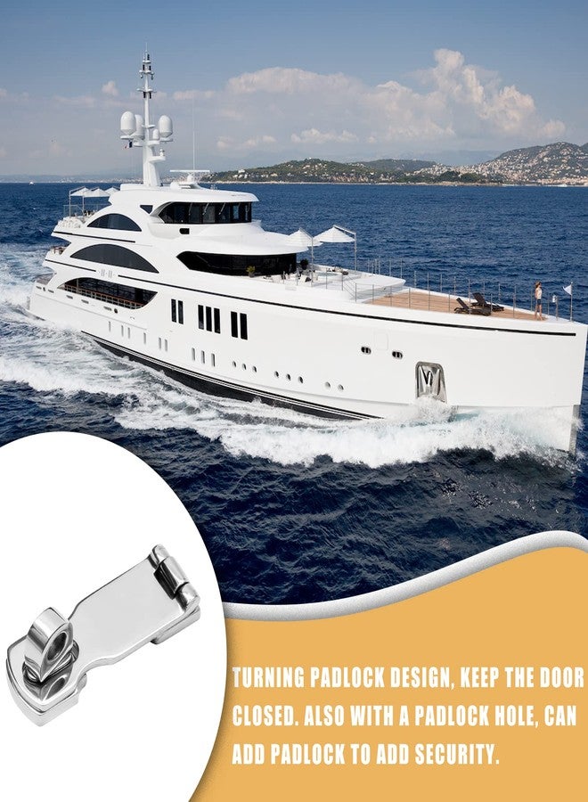 LifCratms 2Pcs Stainless Steel Marine Grade Door Hasps, 3 Inch Heavy Duty Door Hasp with Turning Padlock Eye Mount Swivel Safety Hasp with Screws - Image 5