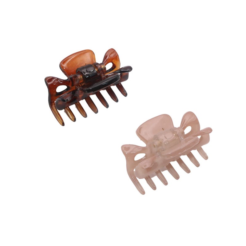 Parcelona Parcelona French Classic Very Small 1 1/2" Claw Clips with Tight Spring Set of 2 Girls Hair Jaw Claw Clips Durable Styling Women Hair Accessories, Made in France (Blush Pink-Shell)
