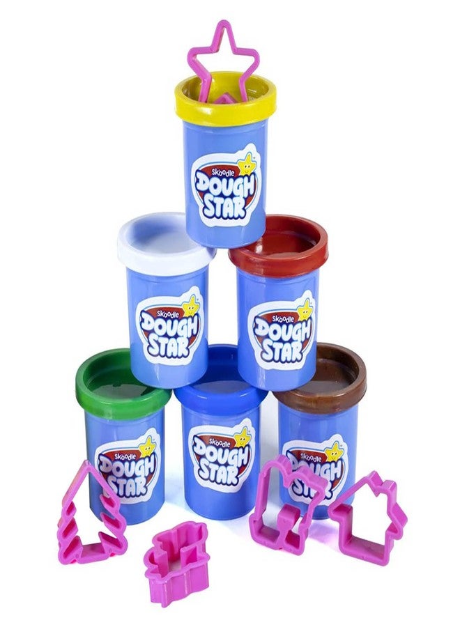 SKOODLE Dough Star Gala Pack 300gm, 5 Cutter Moulds & 6 Neon Shades of Non-Toxic Modelling Clay Dough for Kids, Creative Art & Craft Gift for Children 3 Years and Up - Image 4
