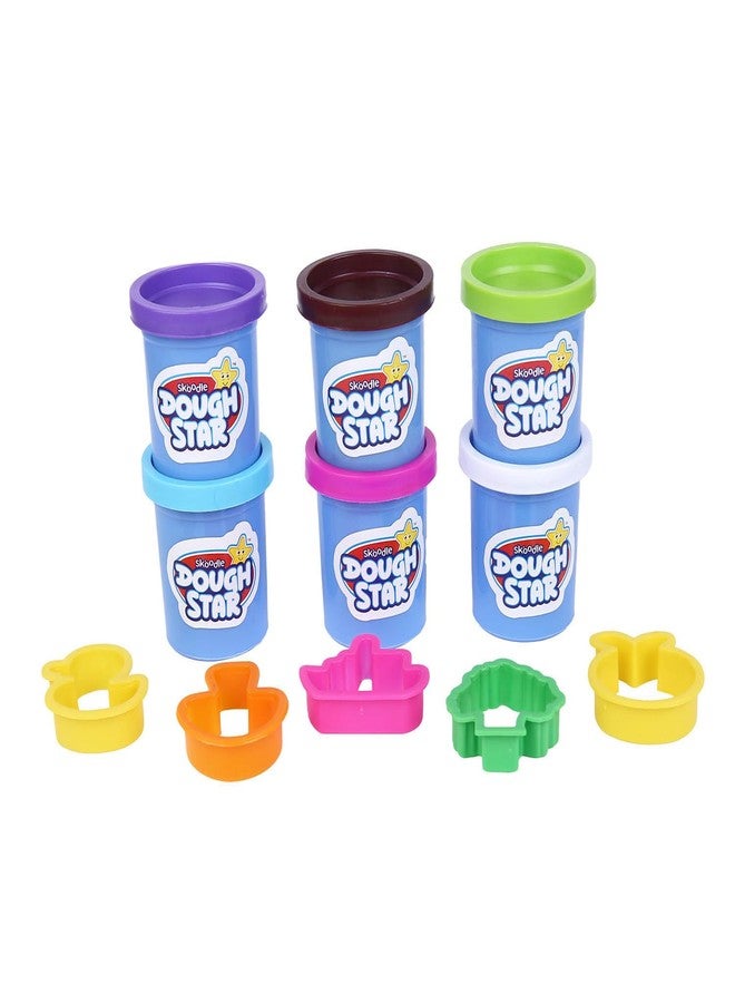 SKOODLE Dough Star Gala Pack 300gm, 5 Cutter Moulds & 6 Neon Shades of Non-Toxic Modelling Clay Dough for Kids, Creative Art & Craft Gift for Children 3 Years and Up - Image 5