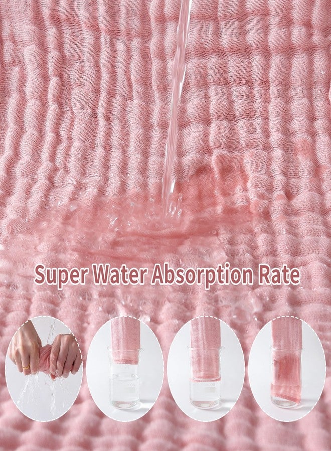 SnugOre Muslin Hooded Baby Towels Baby Bath Towel with 100%, 32x32 Inch Cotton Super Soft Super Absorbent, Suitable for Newborn Care and Young Children Up to 3 Years Old（Light Pink & Dark Pink） - Image 3