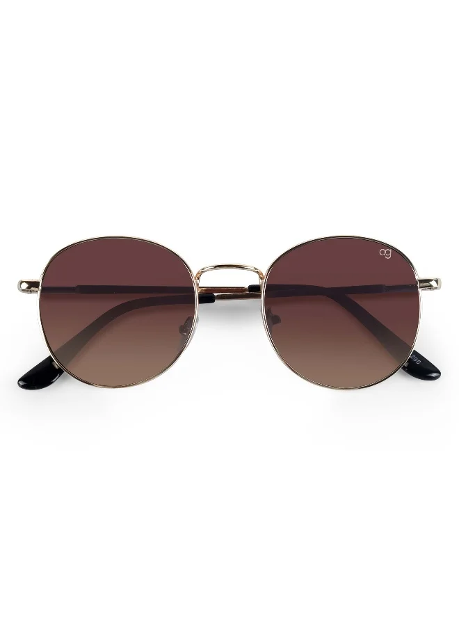 Woggles UV- Protected Gradient Brown Round Sunglasses