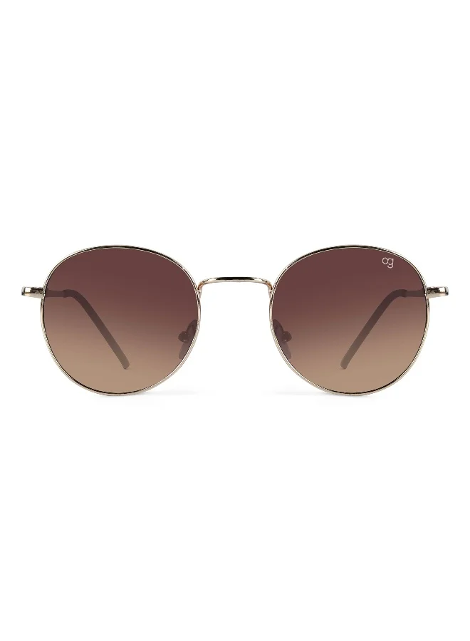 Woggles UV- Protected Gradient Brown Round Sunglasses