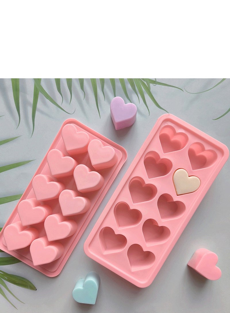 فيماري قوالب شوكولاتة سيليكون على شكل قلب من فيماري - مجموعة من 2 قالب حلوى على شكل قلب غير لاصق، قوالب سيليكون على شكل قلب من السيليكون الامن غذائيا للخبز والحلوى والعلكة والجيلي - بينك - Image 1