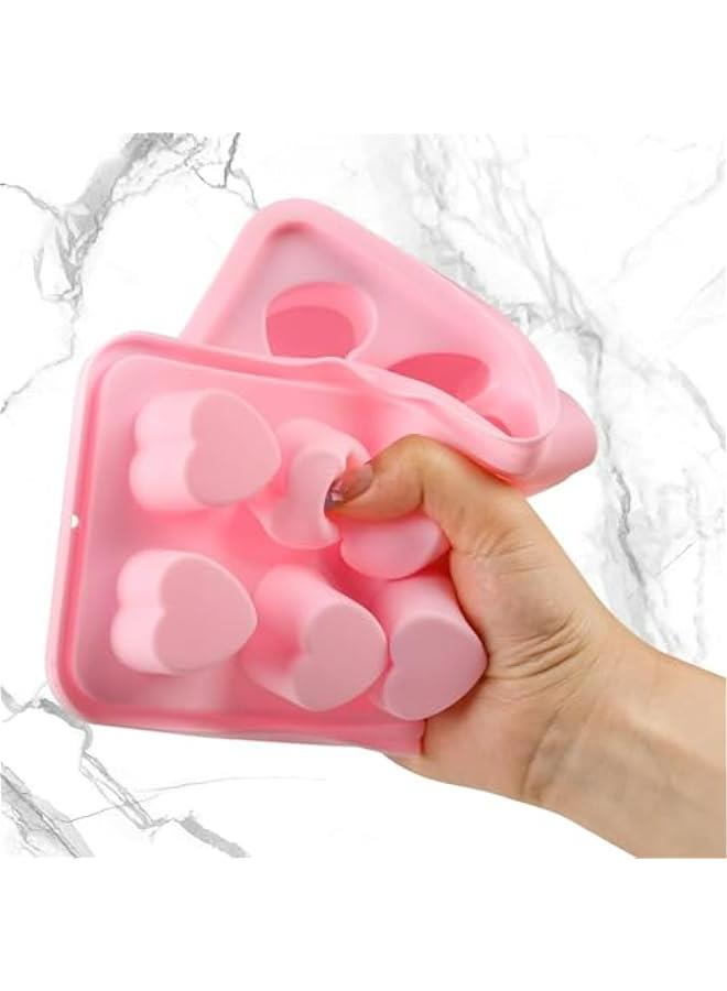 فيماري قوالب شوكولاتة سيليكون على شكل قلب من فيماري - مجموعة من 2 قالب حلوى على شكل قلب غير لاصق، قوالب سيليكون على شكل قلب من السيليكون الامن غذائيا للخبز والحلوى والعلكة والجيلي - بينك - Image 3