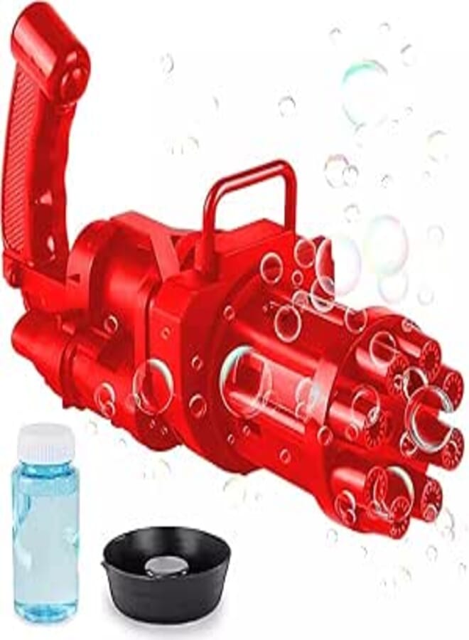 VGRASSP 8 Hole Electric Gatling Bubble Gun for Kids with Soap Solution Indoor and Outdoor Toys for Toddlers Bubble Launcher Machine for Girls and Boys