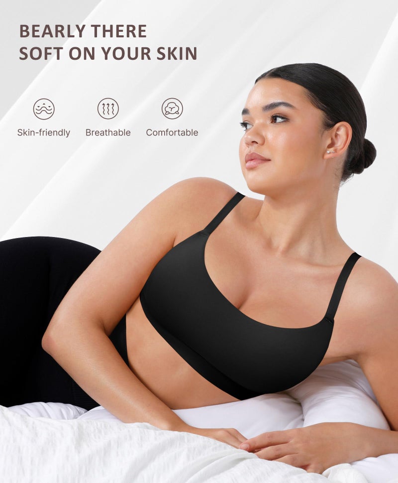 FeelinGirl Bras for Women Wireless Seamless Bralettes, No Wire Unlined Comfort Buttery Soft Bras for Sleep Everyday, Black, L - Image 5