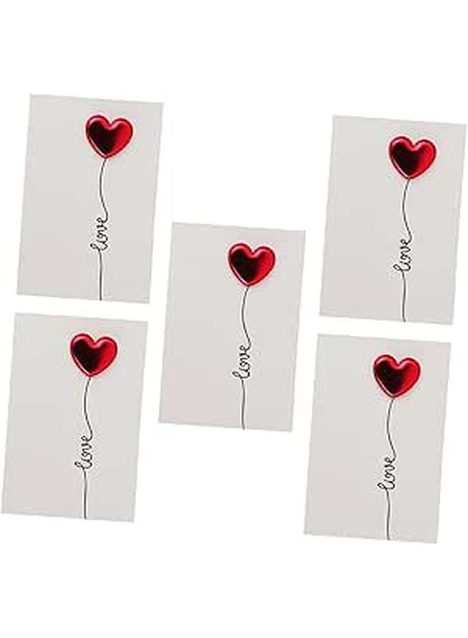 3D Heart Balloon Greeting Cards Set of 5 for Valentine Anniversary Birthday Romantic Message Cards - Image 1
