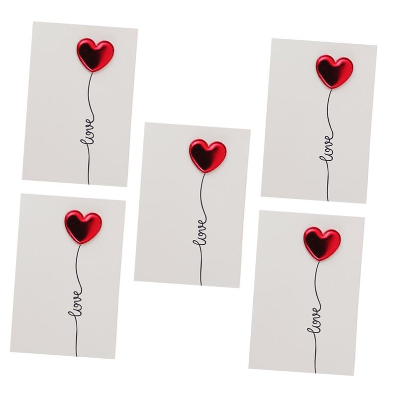 3D Heart Balloon Greeting Cards Set of 5 for Valentine Anniversary Birthday Romantic Message Cards - Image 2