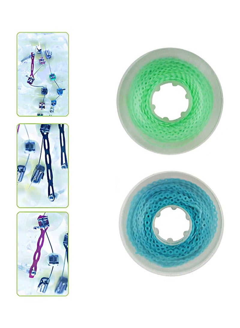 HaLunhi 2.28m/Roll Mid-Length Blue And Green Orthodontic Bracket Rubber Chain Power Chain Dental Rubber Chain For Bracket  - Image 1
