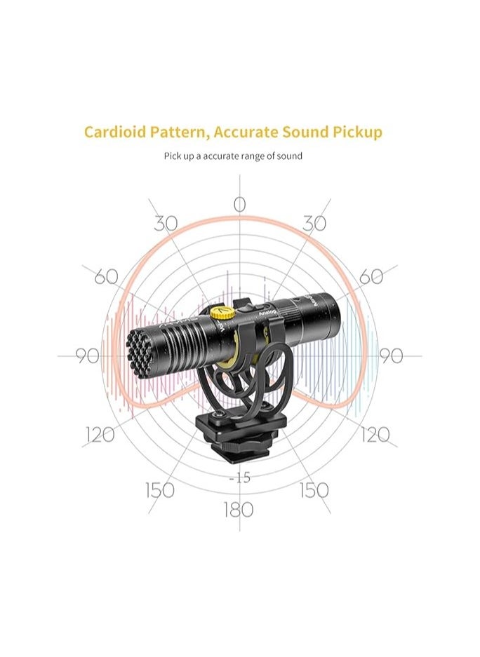 7RYMS - 7Ryms MinBo M1  Shotgun Mic Mini Cardioid Condenser Microphone On-Camera Mic Digital & Analog Dual Modes Real-Time Video Shotgun Microphone for DSLR Camera, Smartphone- Microphone for iPhone Video Recording Vlogging - Image 1