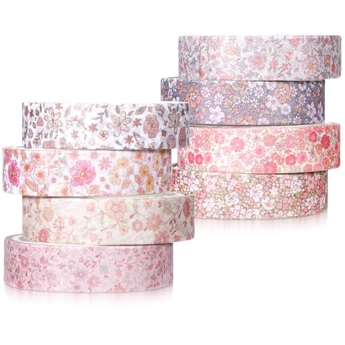 Zyghjort 8 Rolls Floral Washi Tape Cute Washi Tape Thin Retro Decorative Antique Patterns Masking Tapes for ArtsDIY CraftsJournalsPlannersScrapbookJunk JournalWrapping - Image 1
