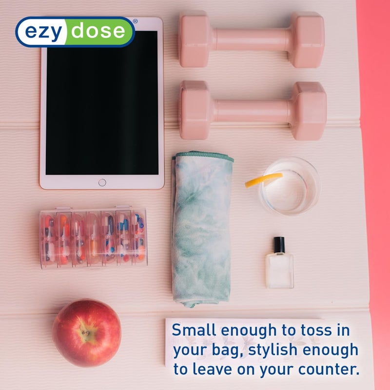 EZY DOSE Weekly (7-Day) Daily Individual AM/PM Pill Organizer with Case, Portable Medication Dispenser, Travel-Friendly Durable Pill Container, 2X Day Compartments for Vitamins and Supplements, Pink - Image 5