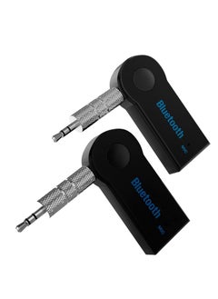Bluetooth Adapter for Car Aux Wireless Bluetooth 4.0 Adapters, 2 Pcs Low Latency Noise Cancelling Audio Receiver for Home Stereo,Wired Headphones,Hands-Free Call,Dual Device,Connection,Speakers,Black