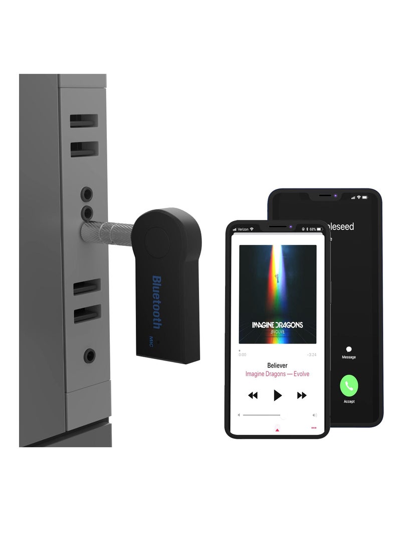 KASTWAVE - Bluetooth Adapter for Car Aux Wireless Bluetooth 4.0 Adapters, 2 Pcs Low Latency Noise Cancelling Audio Receiver for Home Stereo,Wired Headphones,Hands-Free Call,Dual Device,Connection,Speakers,Black - Image 1
