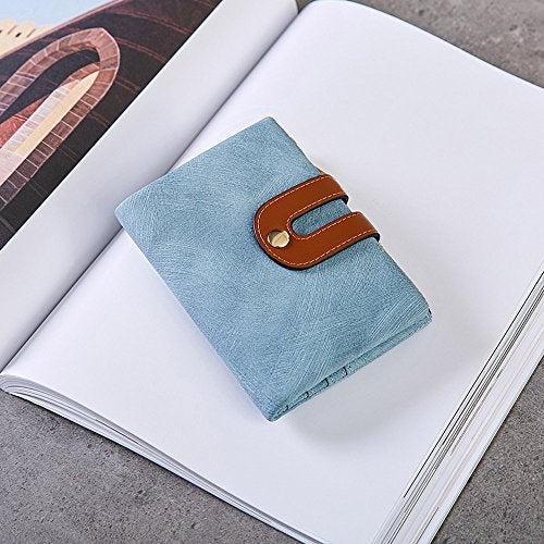 AOXONEL Women's Rfid Small Bifold Leather Wallet Ladies Mini Zipper Coin Purse id card Pocket,Slim Compact Thin (Blue) - Image 5