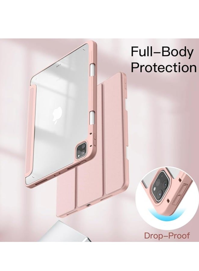 iPad Pro 11" Case 2022/2021/2020/2018 with Pencil Holder [Support 2nd Gen Pencil Charging] Cover with Auto Sleep/Wake and Transparent Hard Back for iPad Pro 11-inch 4th/3rd/2nd/1st Gen , PINK COLOR Super Quality.  - Image 5
