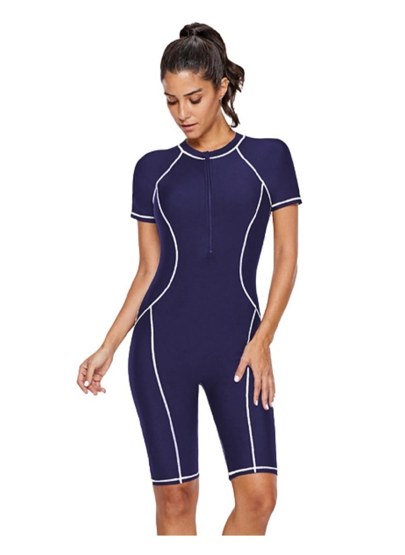 Generic Women Summer One Piece Swimwear Short Sleeve Swimsuit Quick-Drying Sun Protection Beachwear  - Image 1
