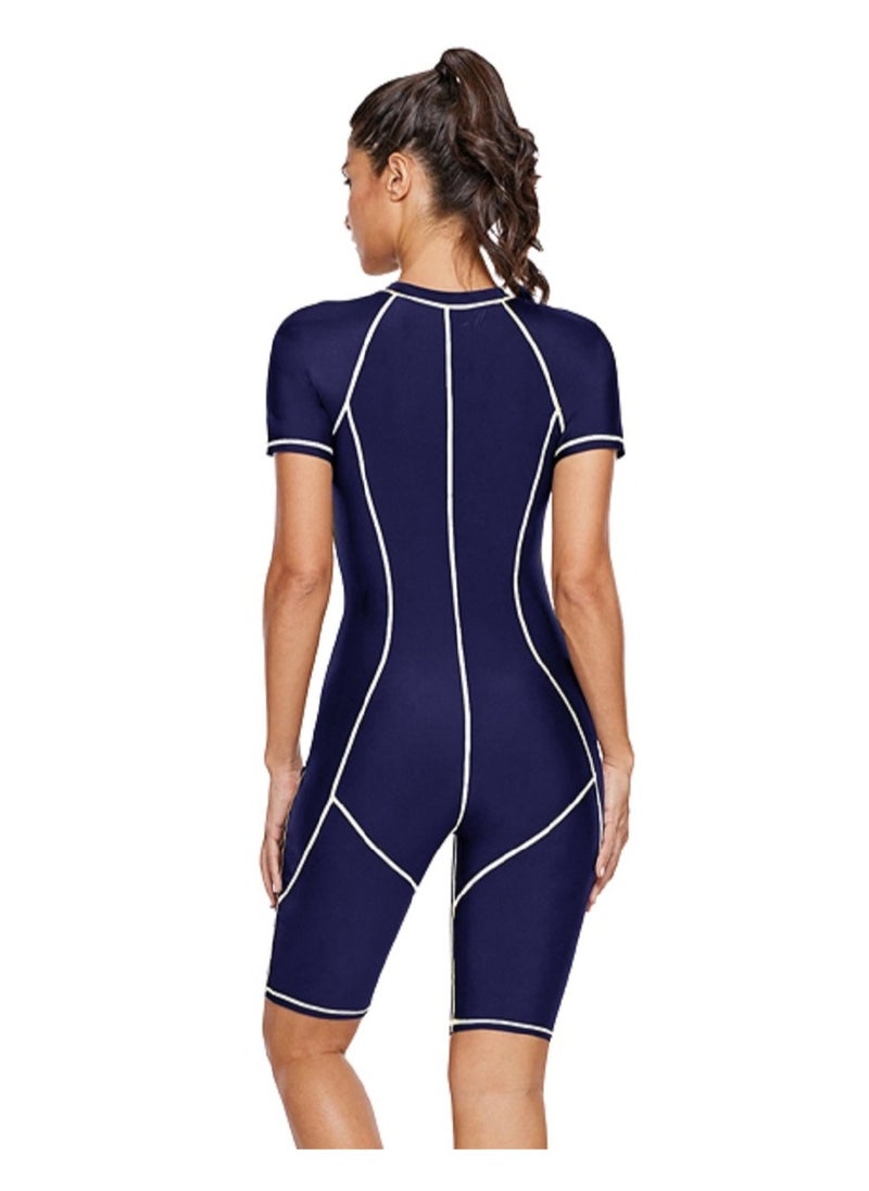 Generic Women Summer One Piece Swimwear Short Sleeve Swimsuit Quick-Drying Sun Protection Beachwear  - Image 4