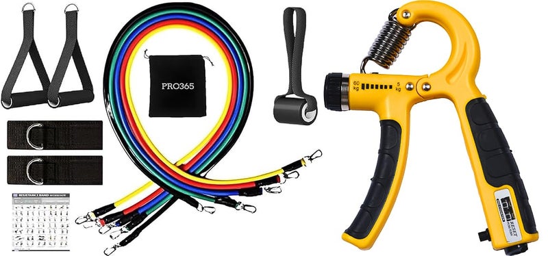 PRO365 Body Strength Duo with 11 in 1 Resistance Band Kit & Counter Hand Gripper Combo for Home Workouts - Image 1