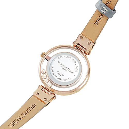 VICTORIA HYDE Small Dial Women Watch, Gray Leather Watches for Women - Image 4