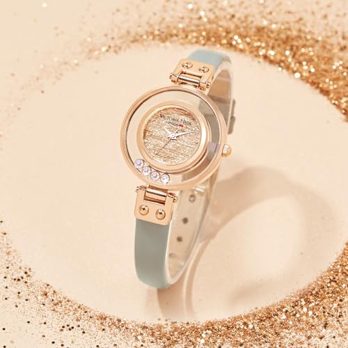 VICTORIA HYDE Small Dial Women Watch, Gray Leather Watches for Women - Image 5