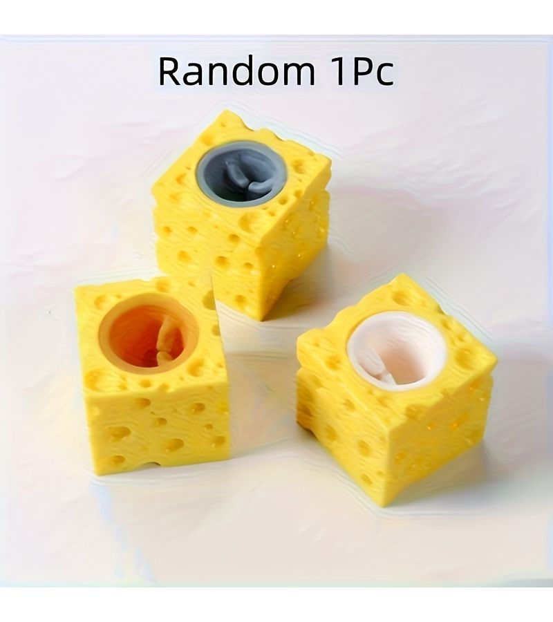 Random Color Funny Cheese Stress Ball For Pet Mouse Fidget Toy - Image 3