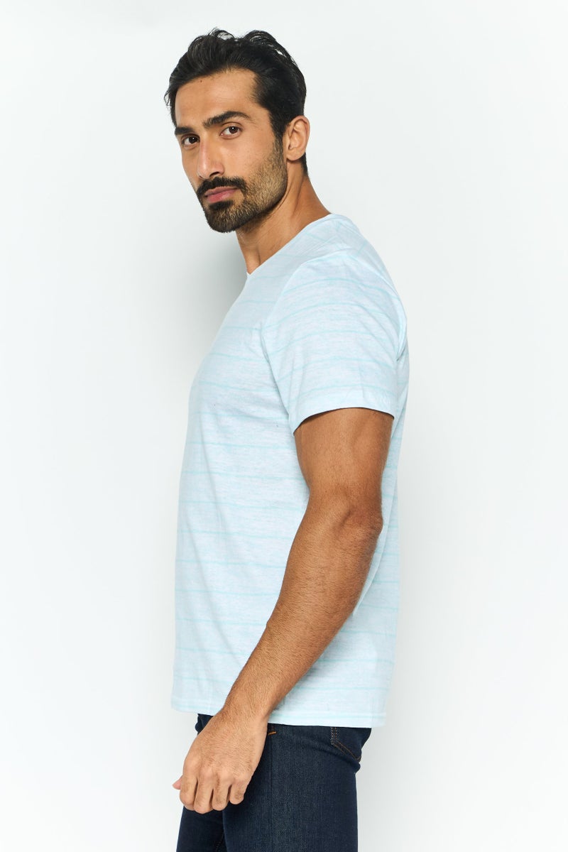 Company Eighty One Men V-Neck Short Sleeves Heather T-Shirt, Turquoise - Image 3