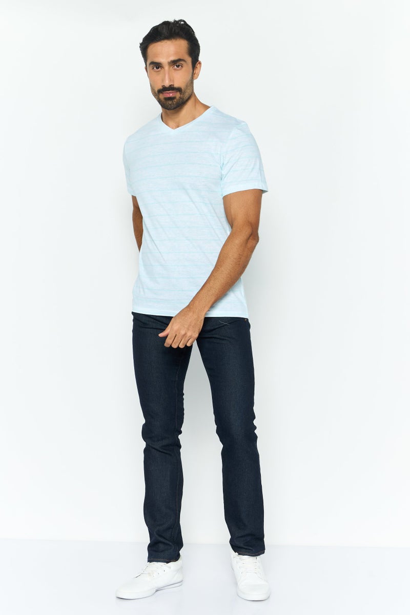 Company Eighty One Men V-Neck Short Sleeves Heather T-Shirt, Turquoise - Image 4