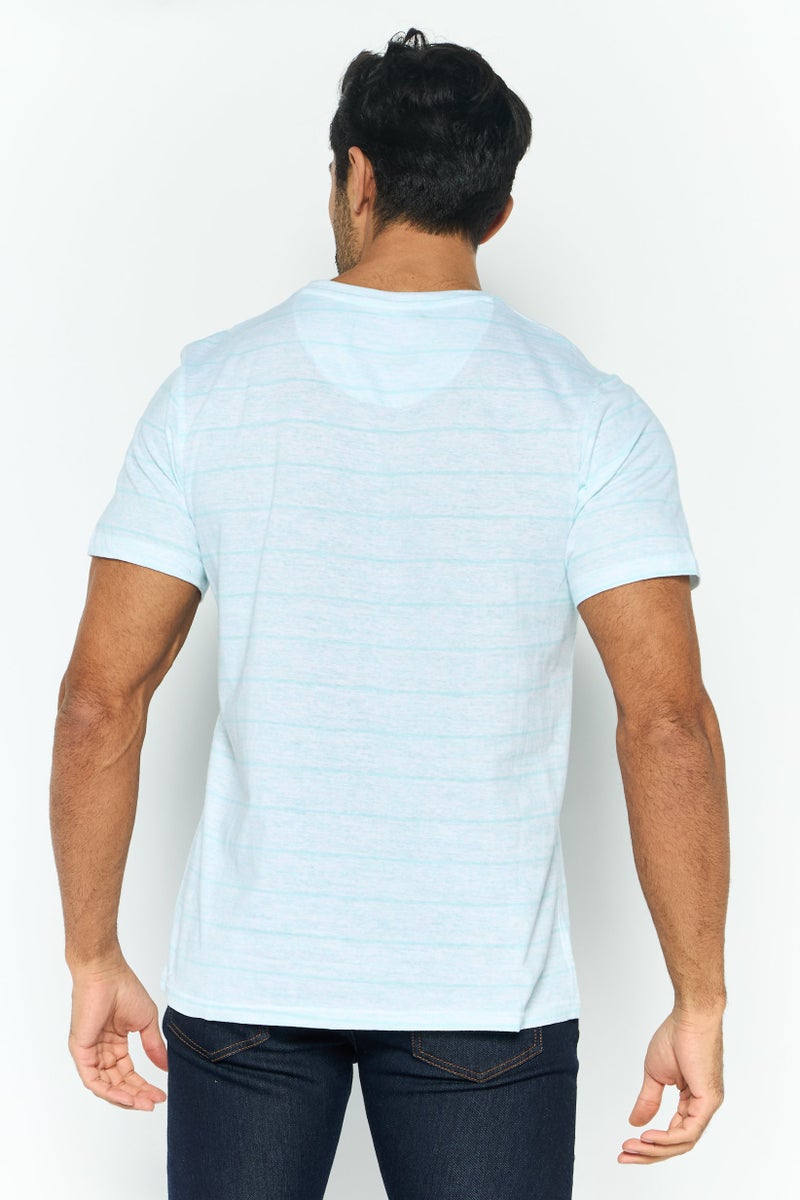 Company Eighty One Men V-Neck Short Sleeves Heather T-Shirt, Turquoise - Image 2