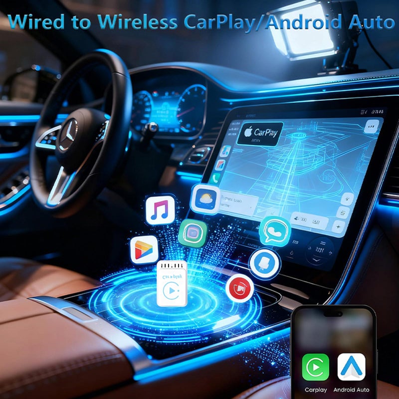 YFDUNV 2025 Newly Upgraded Wireless CarPlay Adapter: Slim, Lightweight and Portable, Plug-and-Play. Easy to Operate with Stable Connection and no lag, Compatible with iPhone and Android Devices. - Image 2
