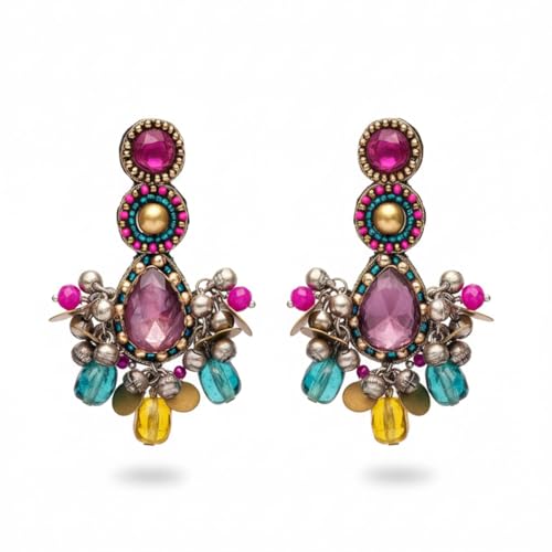 SANJOYA by EVERSTYLISH Kundan Earrings for Women | Multicolor Stone & Pearl Drop Dangler Studs | Ethnic Jewelry for Weddings, Festivals & Special Occasions - Image 1