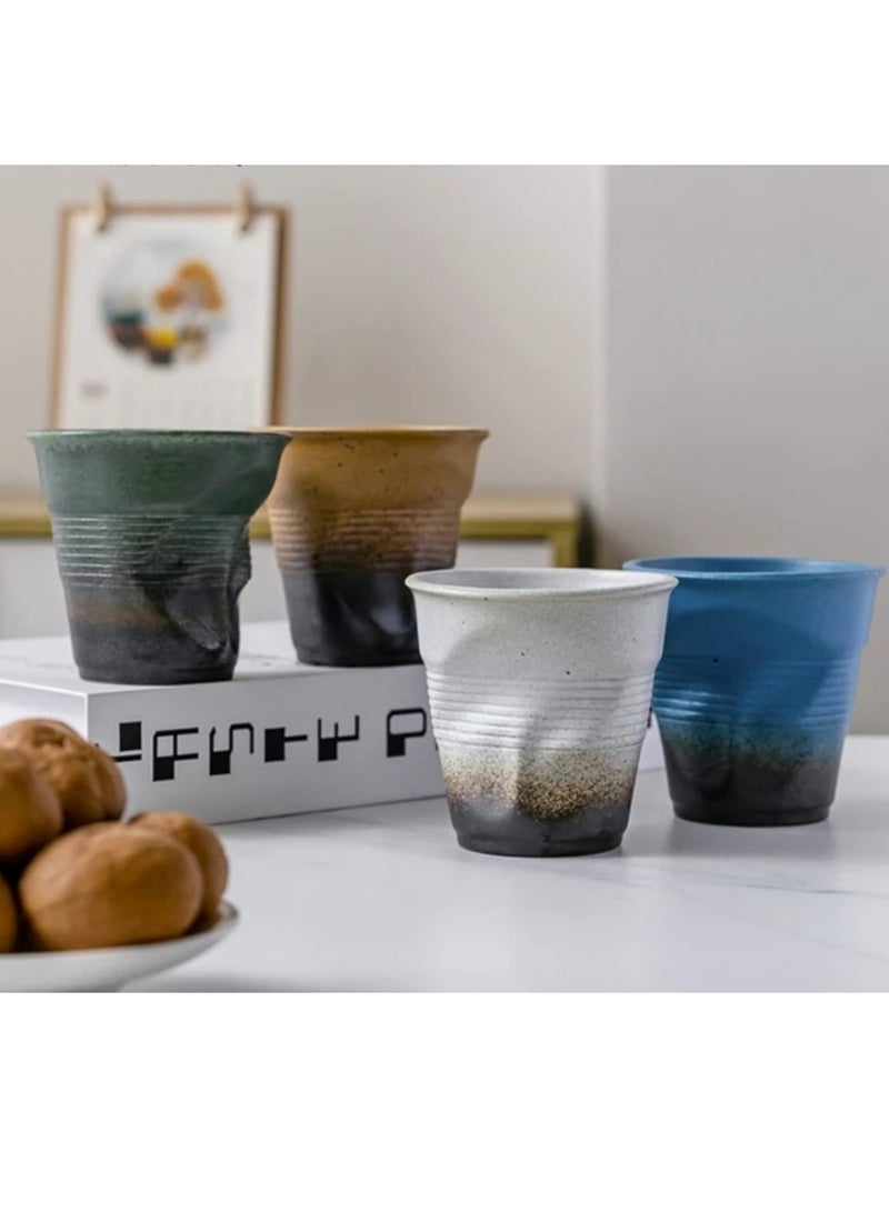 Liying Retro Ceramic Coffee Cup 75ml, Handmade Art design cup for coffee, Cappuccino, Tea (white shade black)  - Image 5