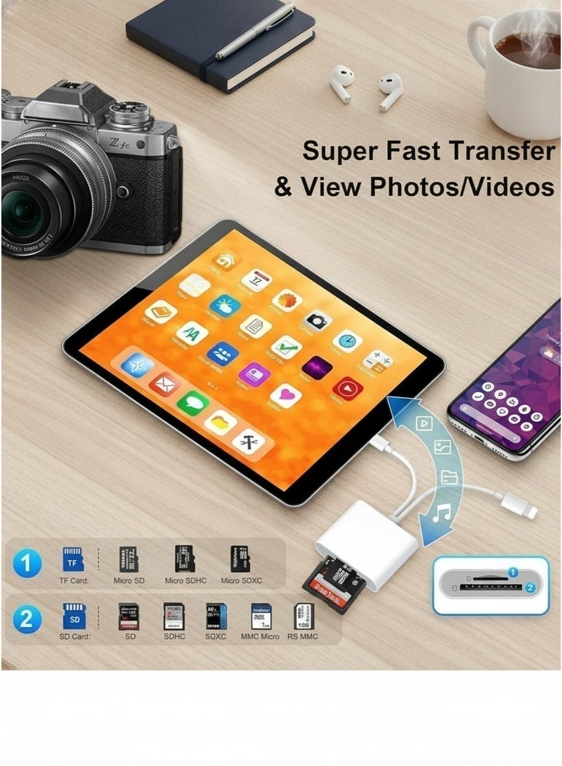 Dual Slot SD And Micro SD Card Reader For iPhone And iPad, Portable Memory Card Adapter With Plug And Play Support, Ideal For Cameras And Trail Cameras - Image 2