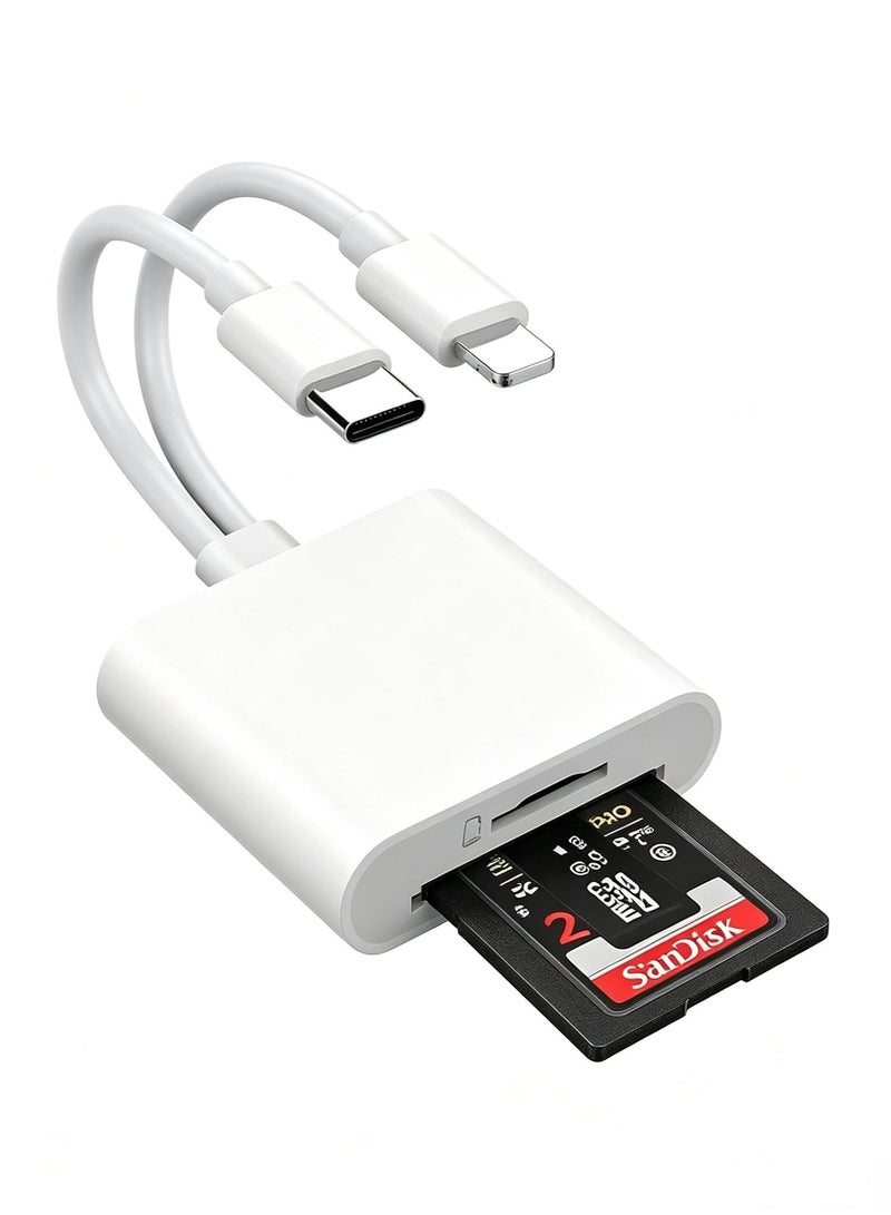 Dual Slot SD And Micro SD Card Reader For iPhone And iPad, Portable Memory Card Adapter With Plug And Play Support, Ideal For Cameras And Trail Cameras - Image 1