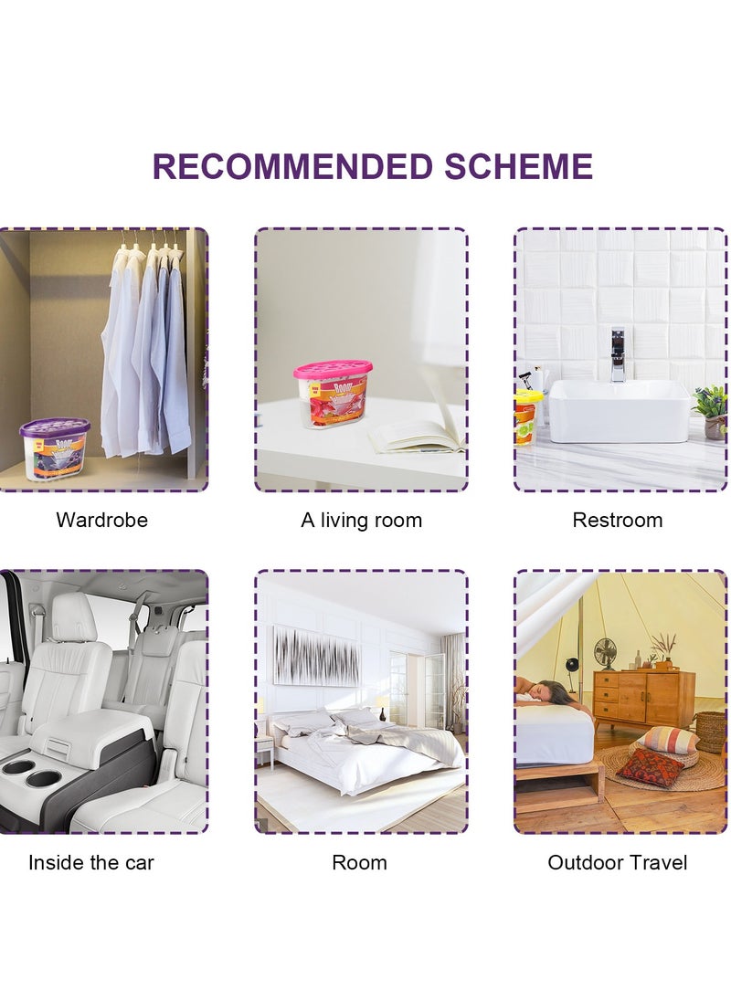 Moisture Absorber Box , Odor Eliminator and Dehumidifier for Closet, Bedroom and Kitchen. (Multiple Fragrance-4Box)