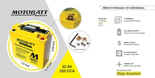 MotoBatt DB Electrical MB51814 battery for Motobatt 22Ah,Bmw K1600gt, GTL 1600cc 11-14,K1300gt 1300cc 09-11,R75/5 750cc 70-73,R1100rs, Rt 1100cc 93-00,R1150gs, R 1150cc 00-05 51814 5191, Large - Image 5