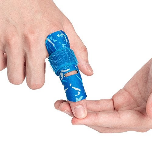 Kuangmi Finger Sleeve Support Protector Finger Splint Brace Use for Pain Relief and Preventing Sports Injuries（S/M, Blue - Image 1
