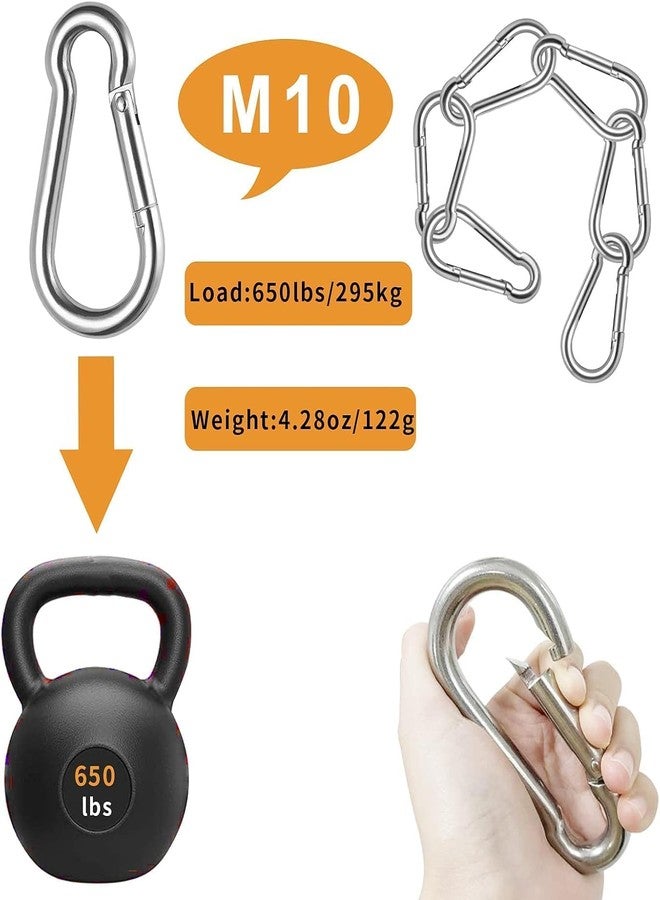 Cabagii 2pack 4 Inch Heavy Duty Spring Snap Hooks Large Snap Hooks Carabiner Clips Load 1000lbs, for Gym, Outdoor, Swing, Hammock - Image 2
