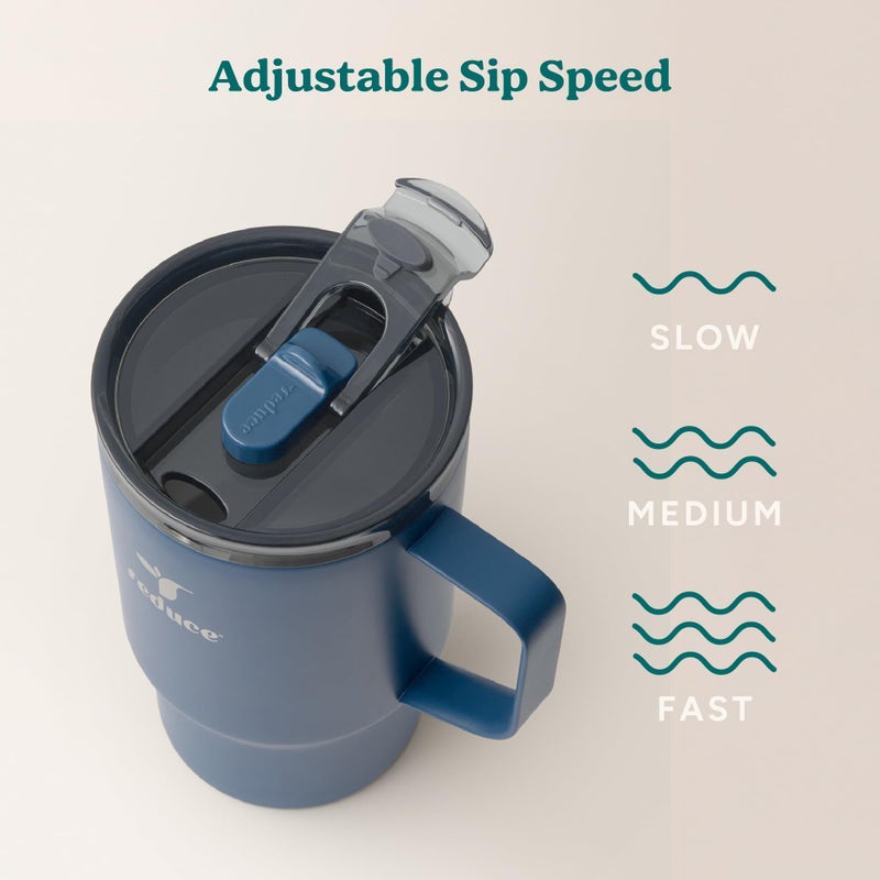 Reduce Hot1 18 oz Hot1 Stainless Steel Insulated Mug with Temperature Adjusting Lid - Dual-Wall Vacuum, Cupholder Friendly - Keeps Drinks Hot for 6 Hours - Ideal for Coffee, Tea & Other - Mineral Blue - Image 5