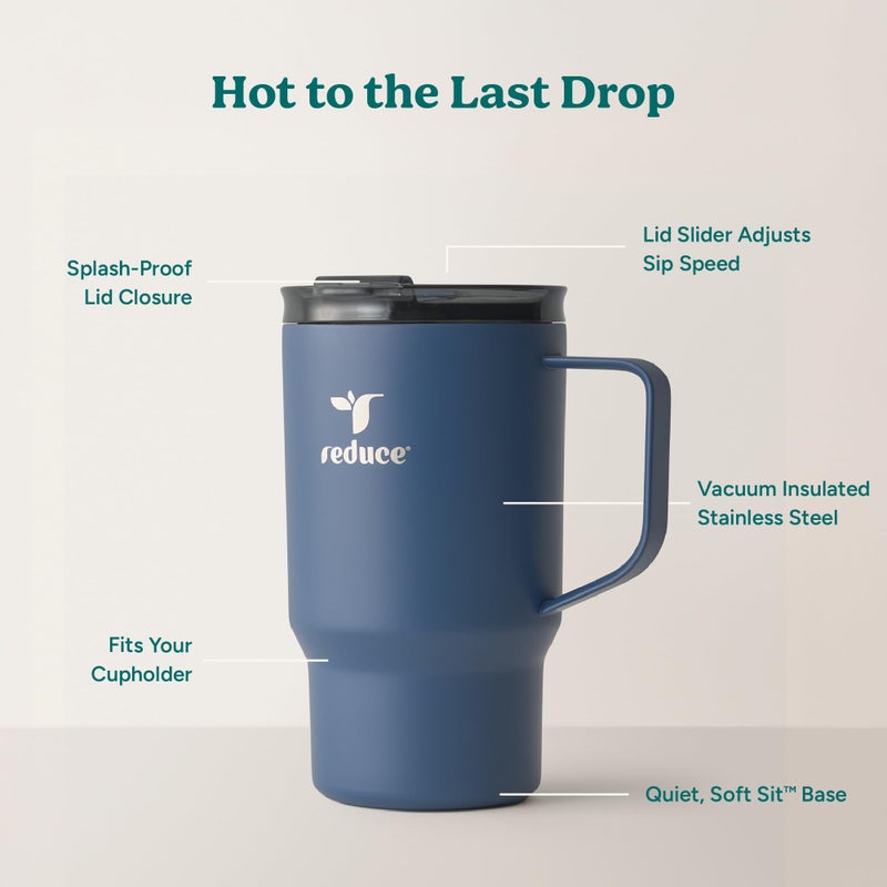 Reduce Hot1 18 oz Hot1 Stainless Steel Insulated Mug with Temperature Adjusting Lid - Dual-Wall Vacuum, Cupholder Friendly - Keeps Drinks Hot for 6 Hours - Ideal for Coffee, Tea & Other - Mineral Blue - Image 4