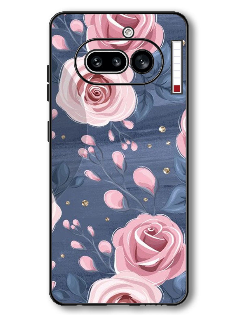 ثيودور جراب متوافق مع هاتف Nothing Phone 4a مقاس 6.78 بوصة، غطاء حماية مقاوم للصدمات بنقشة الورود والأوراق - Image 1