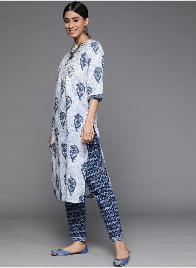 Libas All-Over Print Kurta and Trouser with Dupatta Set by Styli  - Image 3
