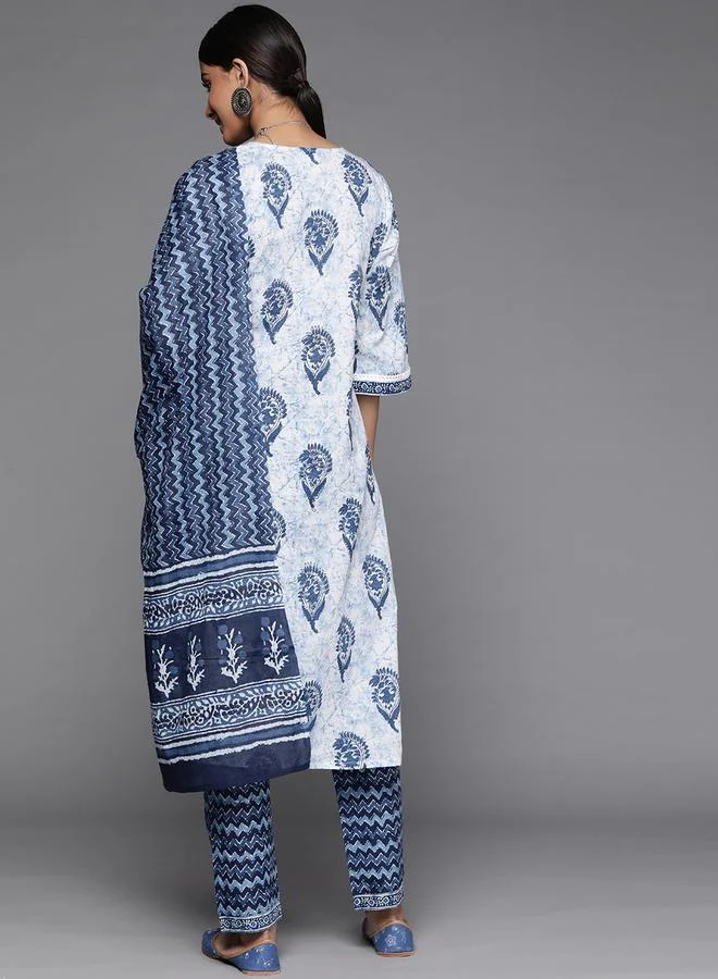 Libas All-Over Print Kurta and Trouser with Dupatta Set by Styli