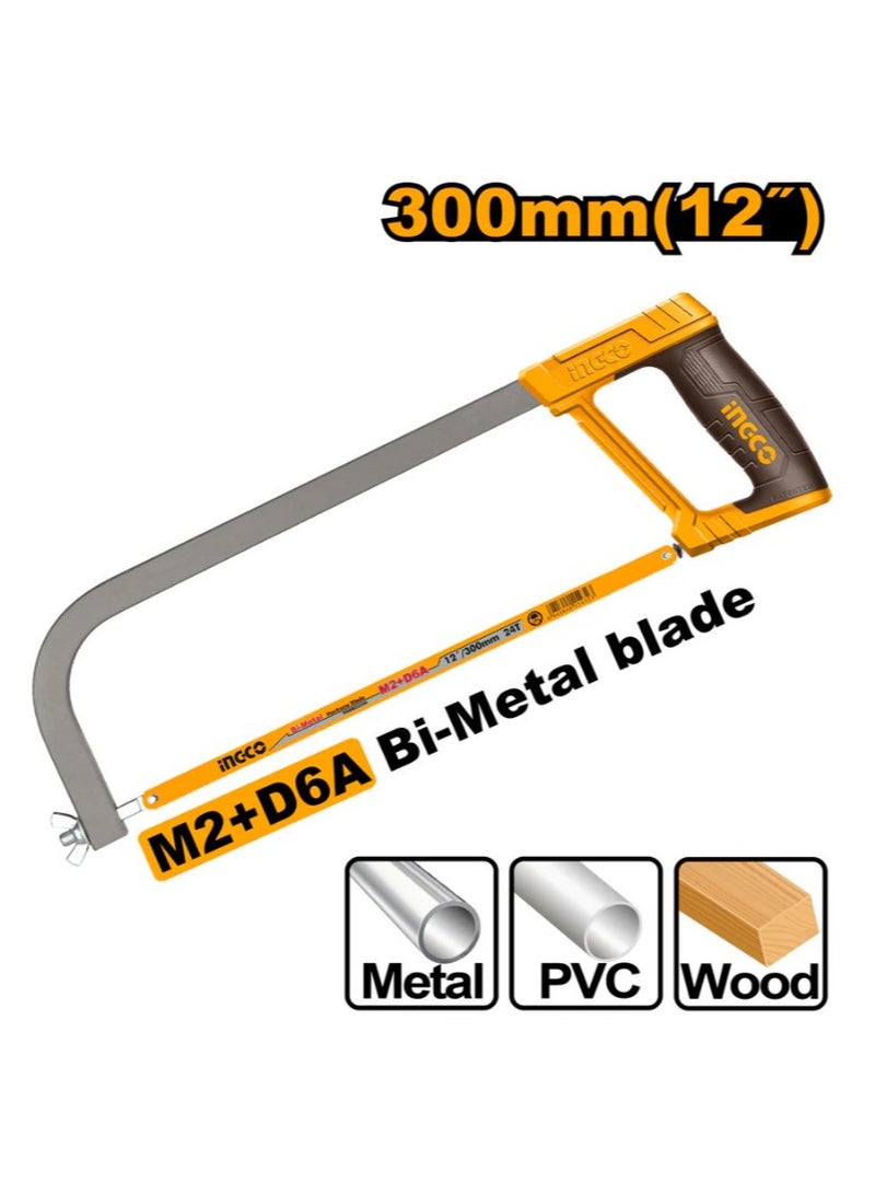 INGCO 300mm (12 inch) Hacksaw Frame with Blade, TPR Handle for a comfortable grip, Model : HHFS3068  - Image 3