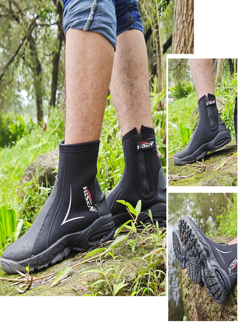 Hisea Dive Boots Wetsuit Boots 15mm Neoprene with Side Zipper Warm Anti-Slip for Men and Women Snorkeling Scuba Diving Paddle Boarding Fashion Dive Booties - Image 4